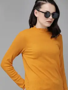 Roadster Mustard Yellow Ribbed Lettuce Edge Top