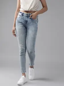 The Roadster Lifestyle Co Women Blue Skinny Fit Mid-Rise Clean Look Stretchable Cropped Jeans