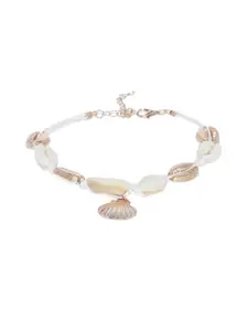 OOMPH Gold-Toned & White Sea Shell Bohemian Beach Anklet