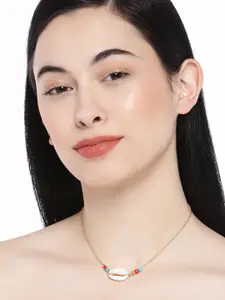 OOMPH Gold-Plated & White Sea Shell Bead Bohemian Choker Necklace