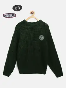 Palm Tree Boys Olive Green Solid Sweater