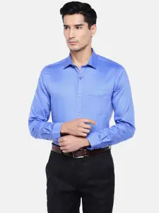 Turtle Men Blue Relaxed Slim Fit Solid Formal Shirt