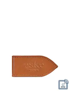 Eske Men Tan Brown Textured Two Fold Wallet