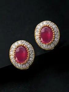 Rubans Gold-Toned & Red Classic Studs
