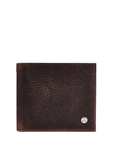 Eske Men Brown Solid Two Fold Leather Wallet