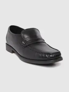 Lee Cooper Men Black Solid Leather Formal Slip-Ons