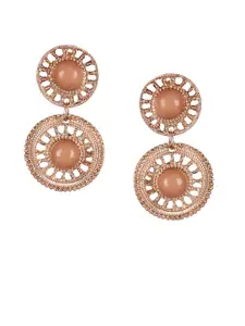 Shining Diva Fashion Gold-Toned & Brown Drop Earrings