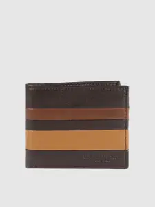 U.S. Polo Assn. Men Brown Colourblocked Leather Two Fold Wallet