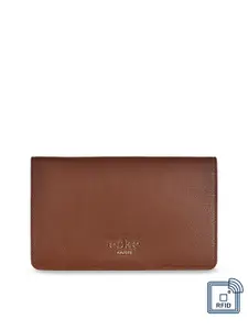 Eske Men Brown Solid Two Fold Leather Wallet