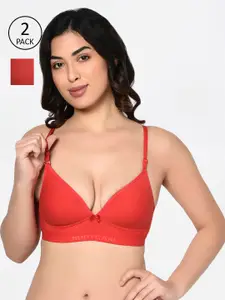 Bodycare Pack of 2 Assorted Non-Wired Heavily Padded Sports Bra E1606-REDRED-2PCS