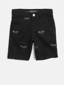 Gini and Jony Boys Black Embellished Classic Regular Fit Chino Shorts