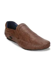ID Men Tan Leather Casual Shoes