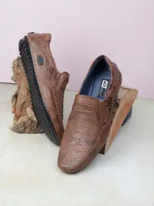 ID Men Tan Leather Casual Shoes
