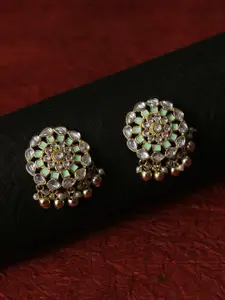 AccessHer Green & Gold-Plated Enamelled Circular Studs