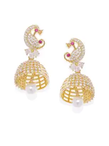 AccessHer Gold-Plated & White Dome Shaped Jhumkas