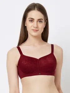 SOIE Women Full Coverage Padded Non-Wired Lace Bra