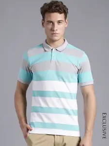 ether Mint Green  White Striped Pique Polo Pure Cotton T-shirt