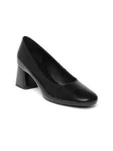 Geox Women Black Solid Leather Pumps