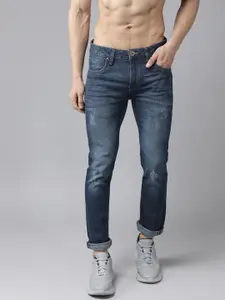 Roadster Men Navy Blue Super Skinny Fit Low Distress Light Fade Stretchable Jeans