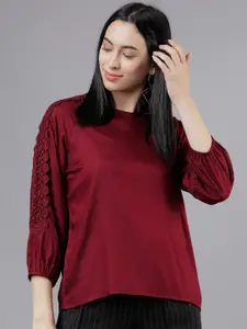 Tokyo Talkies Women Maroon Solid Top