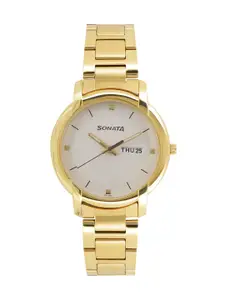 Sonata Utsav Men White Analogue watch NL7954YM05