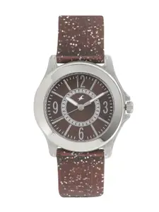 Fastrack Women Brown Embellished Analogue Watch 9827PP18
