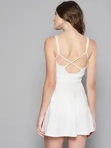 Veni Vidi Vici Women White Solid Fit & Flare Dress