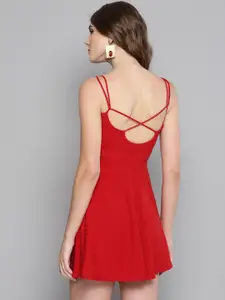 Veni Vidi Vici Women Red Solid Fit & Flare Dress