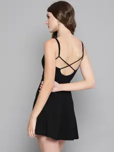 Veni Vidi Vici Women Black Fit and Flare Mini Dress