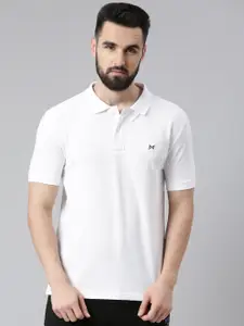 Force NXT Men White Solid Polo Collar T-shirt