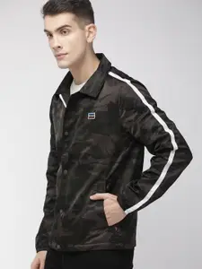 Levis Men Olive Green & Brown Printed Water Resistant Sporty Jacket