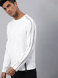 HRX by Hrithik Roshan Men White Solid Lifestyle Regular Fit Round Neck Pure Cotton T-shirt