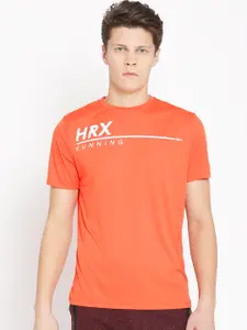 HRX by Hrithik Roshan Men Orange Typography Printed Rapid Dry Running T-shirt