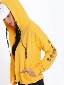 Minions by Kook N Keech Women Yellow Solid Hooded Sweatshirt