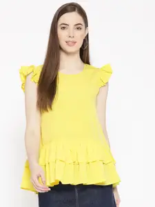 Karmic Vision Women Yellow Solid A-Line Top