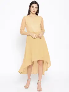 Karmic Vision Women Beige Solid A-Line Dress