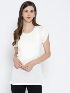 Karmic Vision Women White Solid Layered Top