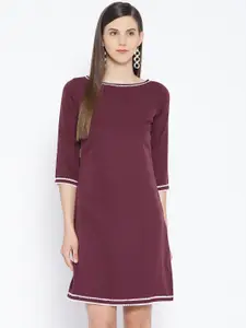 Karmic Vision Women Burgundy Solid Shift Dress