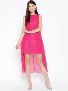 Karmic Vision Women Fuchsia Pink Lace A-Line Dress