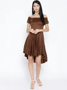 Karmic Vision Women Brown Solid Fit & Flare Dress