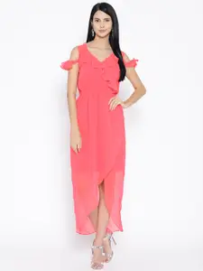 Karmic Vision Women Pink Solid Wrap Maxi Dress