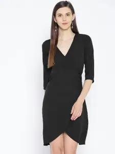 Karmic Vision Women Black Solid Wrap Dress
