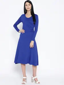 Karmic Vision Women Blue Solid Wrap Dress