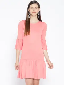 Karmic Vision Women Pink Solid Drop-Waist Dress