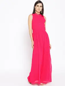 Karmic Vision Women Pink Solid Maxi Dress