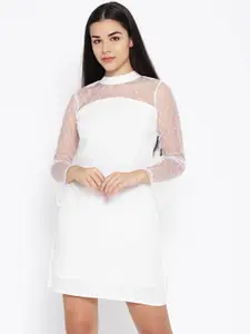 Karmic Vision Women White Solid A-Line Dress