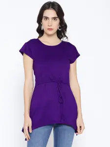 Karmic Vision Women Purple Solid Cinched Waist Top