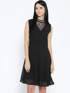 Karmic Vision Women Black Solid Fit & Flare Dress
