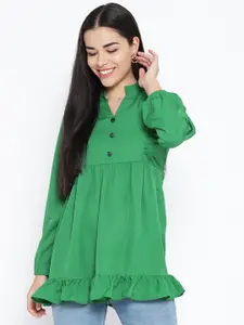 Karmic Vision Women Green Solid A-Line Top