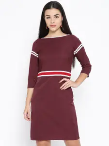 Karmic Vision Women Burgundy Solid A-Line Dress
